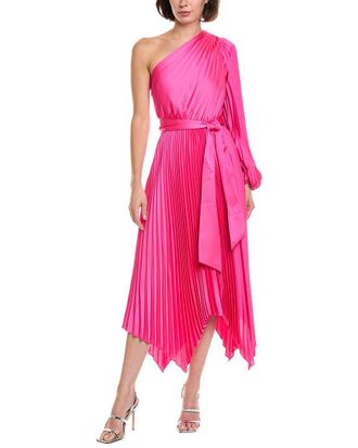Milly Essi Solid Pleated One-Shoulder Maxi Dress