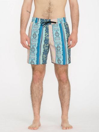 Volcom Lido Print Trunk 17 Boardshort In Crete Blue