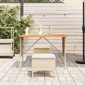vidaXL Mesa De Jard&iacute;n Superficie De Madera Rat&aacute;n Pe Negro 105x75x72 Cm Vidaxl