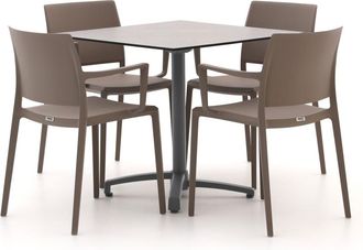 Forza Furniture Forza Sile/Canzo 80cm dining tuinset 5-delig stapelbaar inklapbaar