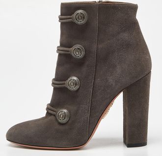 Aquazzura Grey Suede Detail Ankle Boots