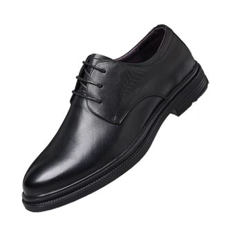 Generic Mens Oxford Dress Shoes Genuine Leather Black British Style for Business Formal Casual Wedding Office(7.5)