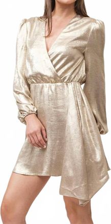 Dear John Denim Womens Chiara V-Neck Long Sleeve Classic Fit Dress In Gold