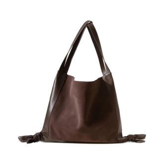 Hereu Bruin Su&egrave;de Leren Knopen Bovenhandvatten - Dames - Shoppers - Bruin - ONE Size - Su&egrave;de - Tassen