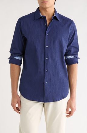 Robert Graham Thresher Button Up Shirt in Navy at Nordstrom Rack, Size Xxx-Large