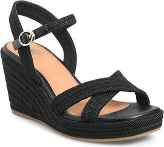 S&ouml;fft Newbury Espadrille Ankle Strap Platform Wedge Sandal in Black at Nordstrom, Size 6.5