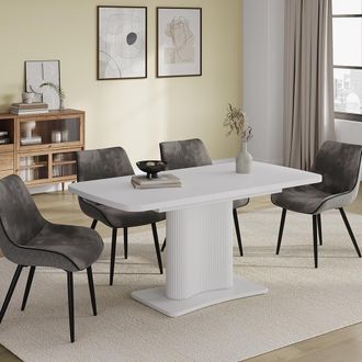 Vicco Mesa De Comedor Fenaro, Blanco/blanco, 120 X 80 Cm Extensible, Vicco