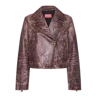 Diesel Jassen - Dames - Leren en Su&egrave;de Jassen - Bruin - XS - Jassen