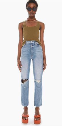 Mother High Waisted Rider Flood Jeans In Wild And Wiked