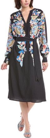 T Tahari Split Neck A-Line Dress
