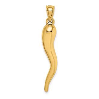 Diamond2Deal 10k Yellow Gold Hollow Italian Horn Pendant