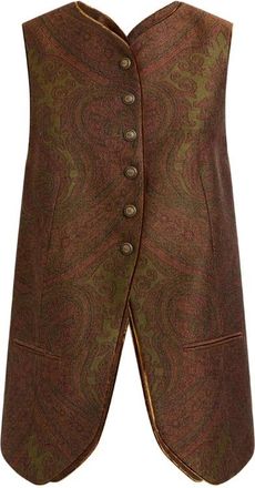 Etro Paisley Single-Breasted Waistcoat - Dames - Bodywarmers - Bruin - S - Wol - Jassen