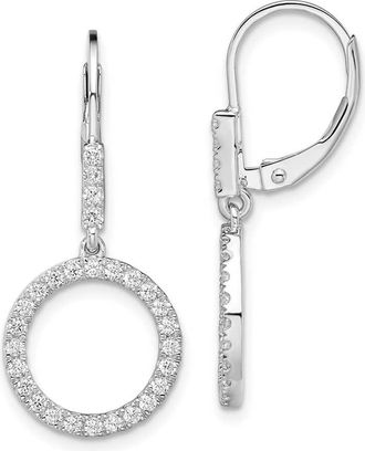Diamond2Deal 14K White Gold 0.55 ct Lab Grown Diamond Circle Dangle Leverback Dangle Earrings VS Clarity, G-H Color