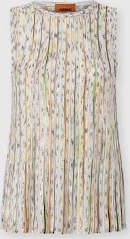 Missoni Ribbed Mixed Viscose Sleeveless Top With Sequins in White & Green at Nordstrom, Size 40 It