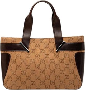 Gucci Pre-owned Handbags, female, Brown, Size: ONE SIZE Pre-owned Denim Handbag