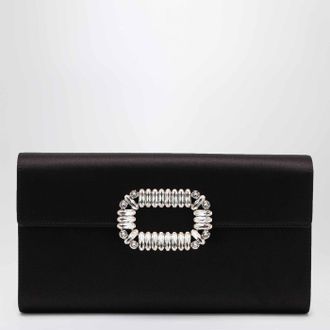 Roger Vivier Schwarze Satin-Pochette von Roger Vivier mit sexy Choc-Schnalle
