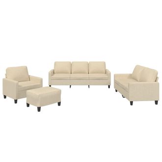 vidaXL Vidaxl Set Di Divani 4 Pz Con Cuscini Crema In Tessuto