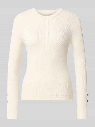 Guess Slim Fit Longsleeve aus Viskose-Mix Modell Ellie in Ecru, Gr&ouml;&szlig;e XL