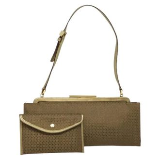 Ferragamo Pre-owned Shoulder Bags, female, Beige, Size: ONE SIZE Pre-owned Canvas Shoulder Bag
