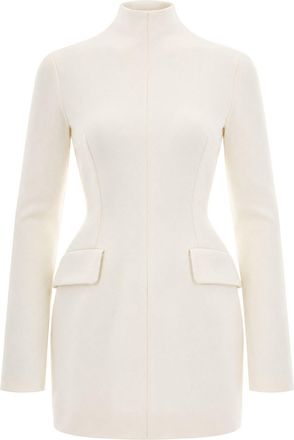 Sportmax Latte Tefrite Technical Stretch Wool Hourglass Day Dress