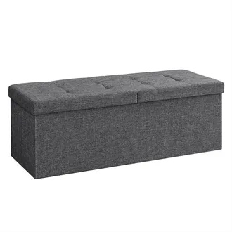 Songmics Pouf Cassapanca Pieghevole Contenitore Carico Statico Max. Di 300 Kg 110 X 38 X 38 Cm, Grigio Scuro