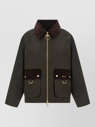 Barbour waxed cotton hooded single breasted coat