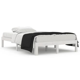 Berkfield Home Bed Frame White Solid Wood 120x190 cm Small Double
