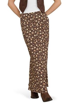 Blu Pepper Floral Maxi Skirt in Brown Multi at Nordstrom Rack, Size Medium