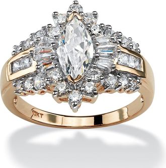 Palm Beach Jewelry 2.18 TCW Marquise-Cut Cubic Zirconia Ring in 10k Gold