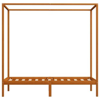 Berkfield Home Comfortable Canopy Bed Frame Honey Brown Solid Pine Wood 100x200 cm