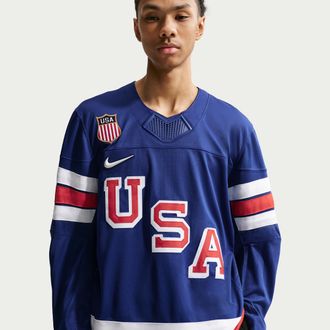 Nike Mens Team USA Hockey Jersey in Blue | P34235USAH-DRY