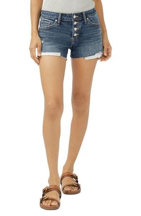 Silver Jeans Co Mid Rise Denim Cutoff Boyfriend Shorts in Cayo Costa at Nordstrom, Size 25
