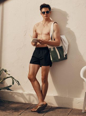 Simons Mens Crinkled-texture swim short