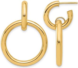 Diamond2Deal 14K Yellow Gold Circle Drop Dangle Earrings