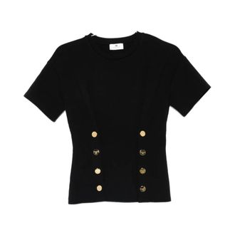 Elisabetta Franchi T-Shirts, female, Black, Size: XS Elisabetta Franchi T-shirts and Polos Black