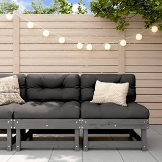 vidaXL Sof&aacute;s Centrales De Jard&iacute;n 2 Uds Madera Maciza De Pino Gris Vidaxl
