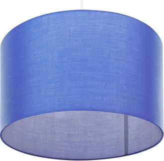 Beliani L&aacute;mpara De Techo Azul Pantalla De Tambor De Tela 1 Luz Cable Blanco Cl&aacute;sico Dulce