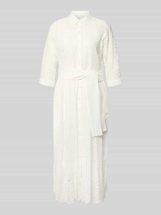 Milano Milano Italy Hemdblusenkleid aus Lochspitze mit Knopfleiste in Weiss, Gr&ouml;&szlig;e 36