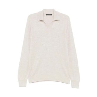 Tagliatore V-neck Knitwear, male, Gray, Size: 2XL Kendall Ribbed Sweater