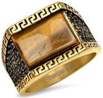 Steeltime Mens Tigers Eye Signet Ring in Gold at Nordstrom Rack, Size 10