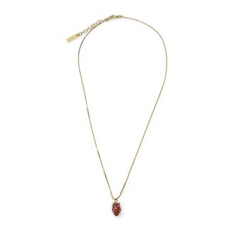 Saint Laurent Necklaces, female, Red, Size: ONE SIZE Strawberry Pendant Necklace