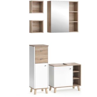 Vicco Conjunto De Muebles De Ba&ntilde;o Senyo, Blanco, 4 Piezas