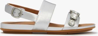 FitFlop Fitflop Gracie Ultra Womens Cross Strap Sandals Silver Leather - Size UK 4