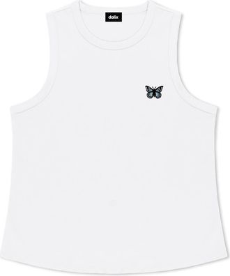 Dalix Butterfly Cotton Jersey Tank in White at Nordstrom, Size Xx-Large