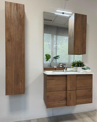 OEM Bagno A Due Cassetti Oregon Sospeso Con Doppia Vasca In Finitura Rovere Mercure