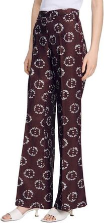 Sandro Floral-print floaty trousers in Brown at Nordstrom, Size 36