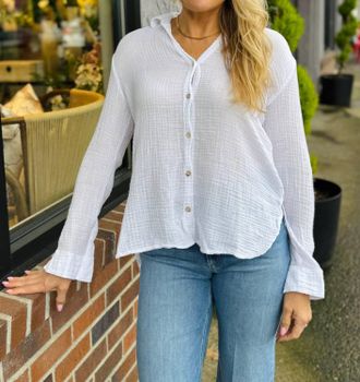 Michael Stars Leo Button Down Shirt In White