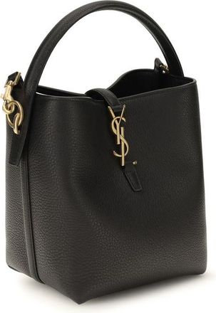 Saint Laurent Womens Black Calf Leather Bos Taurus Backet Bag