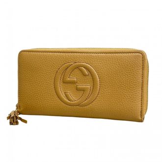 Gucci Beige Leather Long Wallet (Bi-Fold) (Pre-Owned)