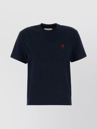 Ami organic cotton logo-embroidered crew-neck t-shirt